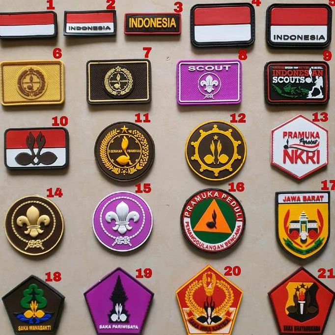 patch rubber logo pramuka tempelan emblem karet velcro