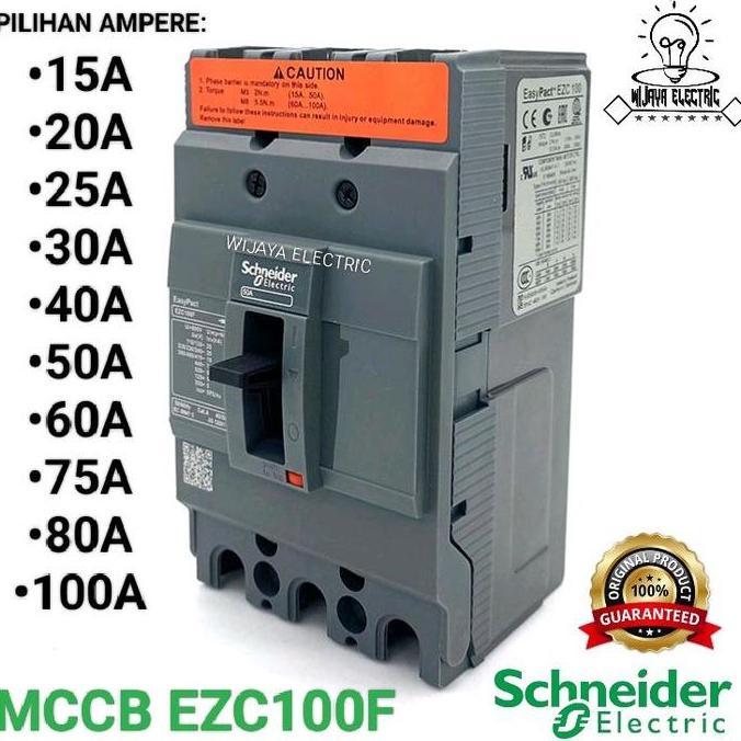 TERLARIS SCHNEIDER EZC100F 3060 MCCB 3P 60A SCHNEIDER BREAKER MCCB 3PHASE 60AMPERE ORINAL PRODUK SCH
