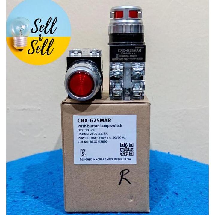 TERLARIS PUSH BUTTON LAMP CRX-G25MAR HANYOUNG NUX /PUSH BUTTON LAMPU MERAH 25MM