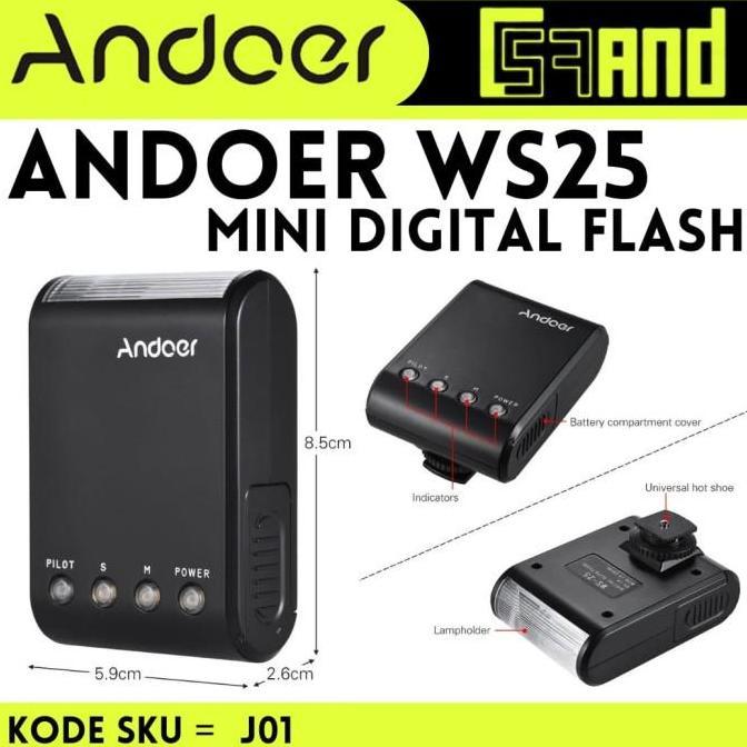 Andoer WS25 Lampu Flash Kamera Digital Camera Video Light Smartphone