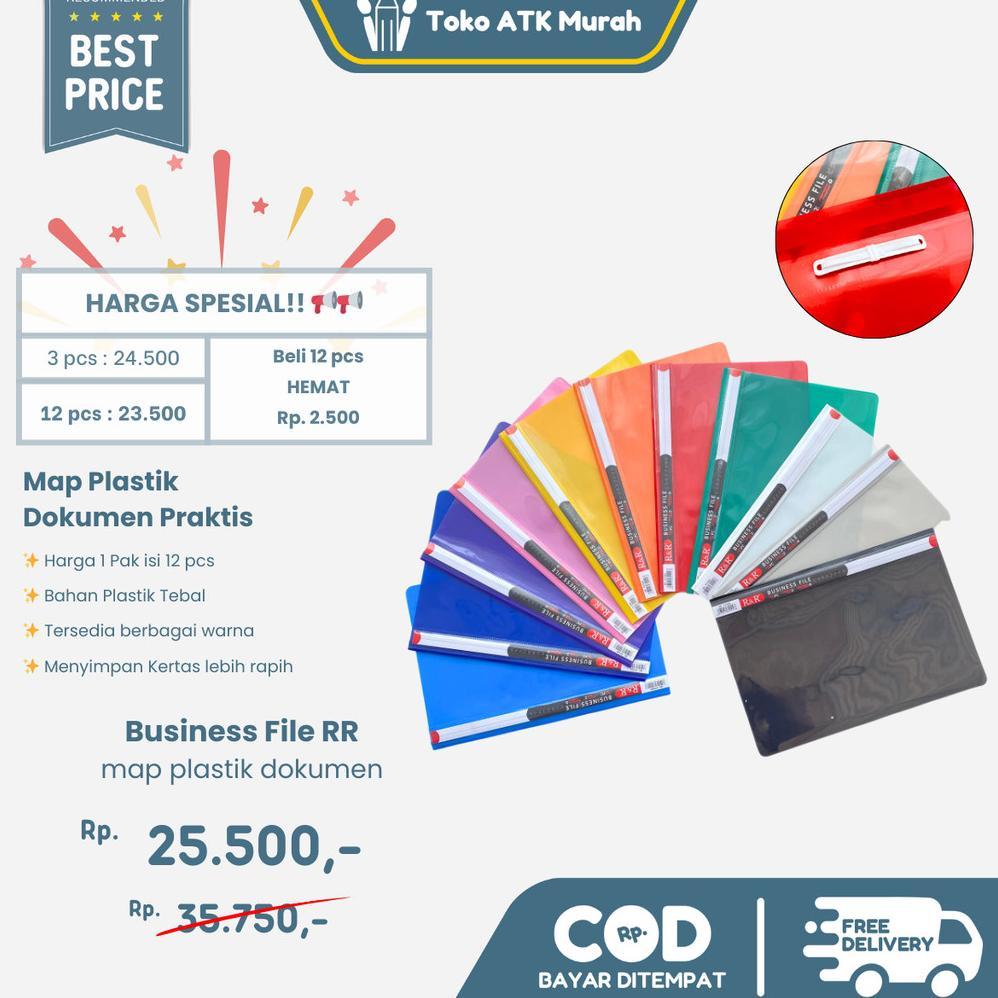 1 PAK Map Business File / Dokumen Plastik Snelhecter RR A4 isi 12 pcs Termurah