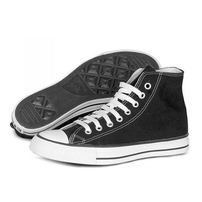 Sepatu Sneakers Casual Unisex Converse Chuck Taylor All Star Canvas HI Black White - M9160C