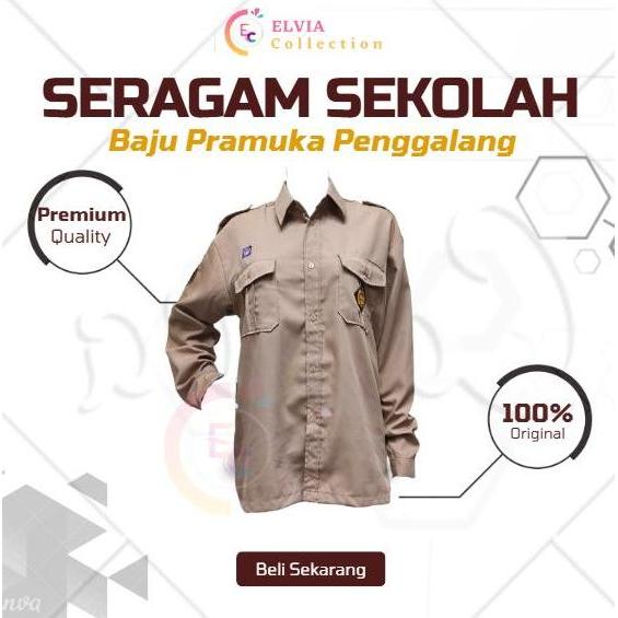 Elvia Seragam - Baju Pramuka SMP Panjang - Baju Pramuka Saku Atas SMP - Baju Pramuka Tangan Kancing