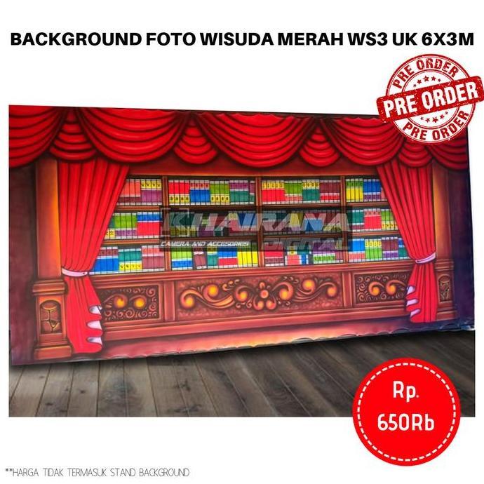 Background Backdrop Layar Foto Wisuda Gorden Merah WS3 Besar 6x3m