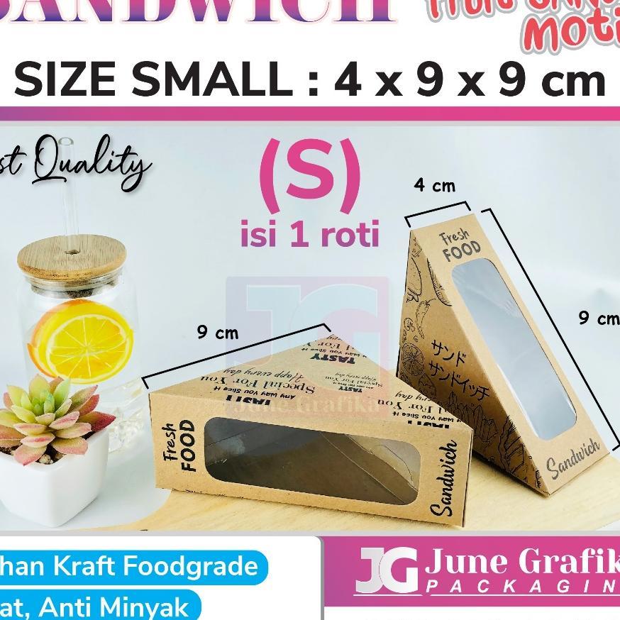 Kemasan Fruit Sando/ Box Sandwich / Packaging Kraft Sandwich / Kotak Roti Kraft - Size S Mika Sandwi