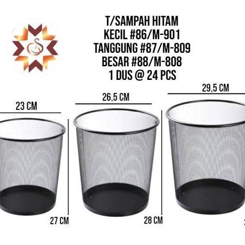 Keranjang Sampah Hitam Besar/ Tempat Sampah Jaring Besi/ Tong Sampah Kawat