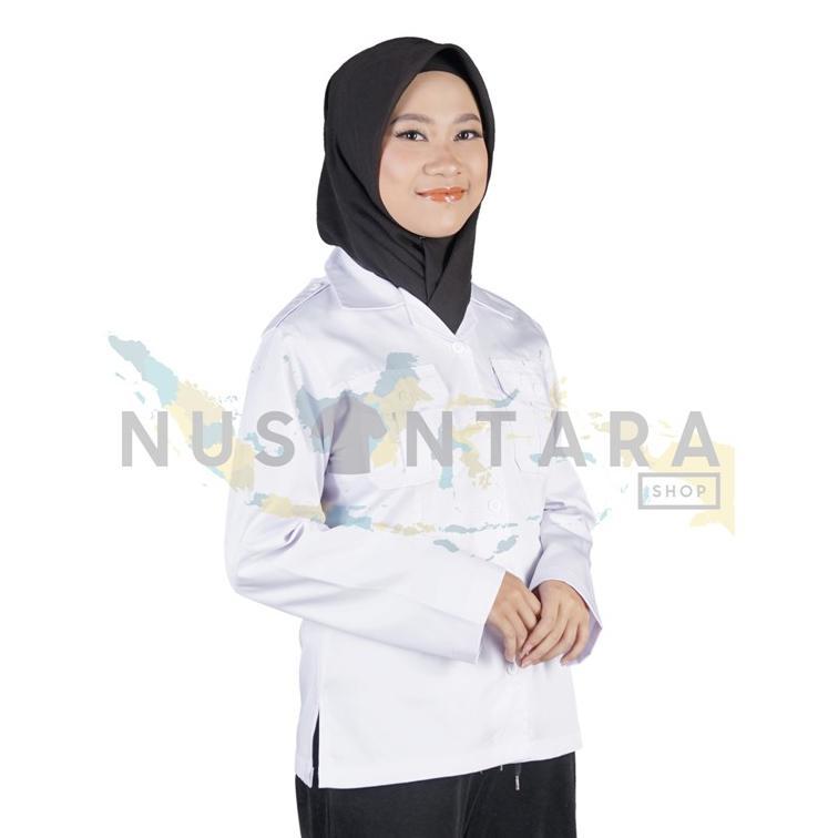 Premium Kemeja Pdh Wanita Lengan Panjang Baju Pdh Wanita Seragam Pns Putih Wanita