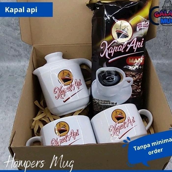 Olg hampers Teko dan Mug kopi kapal api (1 set)