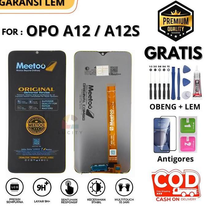 Lcd OPO A12 / A12S OriginaL Fullset Touchscreen Gratis Lem + Obeng + Antigores