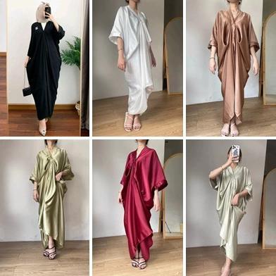 NEW PRODUCT Terbaru Gamis kaftan thania satin silk premium polos remaja lebaran natal imlek murah te