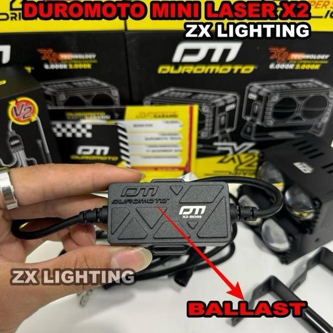 DUROMOTO Lampu Tembak X2 100 WATT Mini laser 2 mata duromoto Driver external plus kipas Foglamp soro