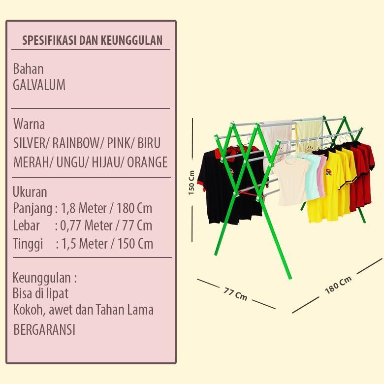 ZORUNE KB JEMURAN PAKAIAN BAJU RAK HANDUK JEMURAN BESAR ALUMINIUM GALVALUM KOKOH 9 PALANG PREMIUM