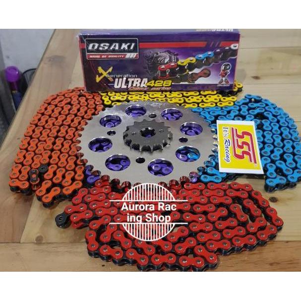 Gear Set SSS TK 428 & Rantai Osaki Honda Supra X 125 - Blade - Revo - Kharisma