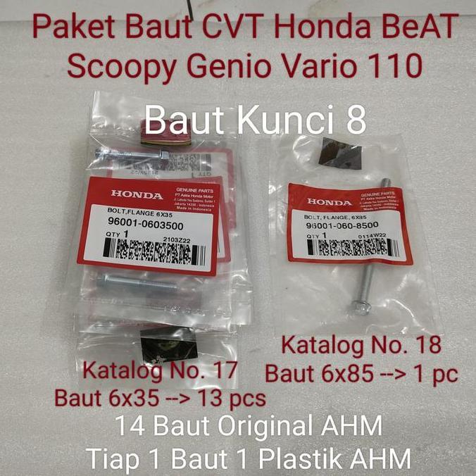 Paket Baut CVT Honda BeAT Scoopy Genio Vario 110 Ori AHM