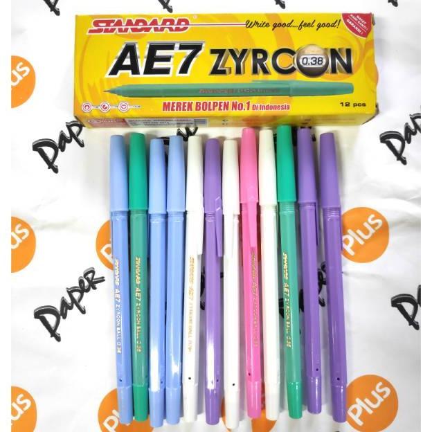 Pulpen / Ballpoint STANDARD AE7 Zyrcon (body warna warni) (13pcs)