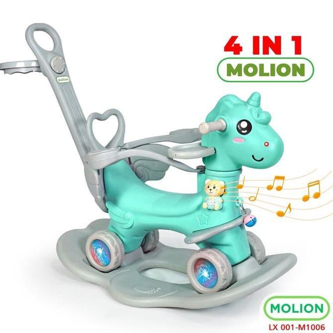 Tigadua_Global - Molion Kuda Kudaan Anak MOLION M1006 Mainan Edukatif 4in1 Motorik Dorong Goyang den