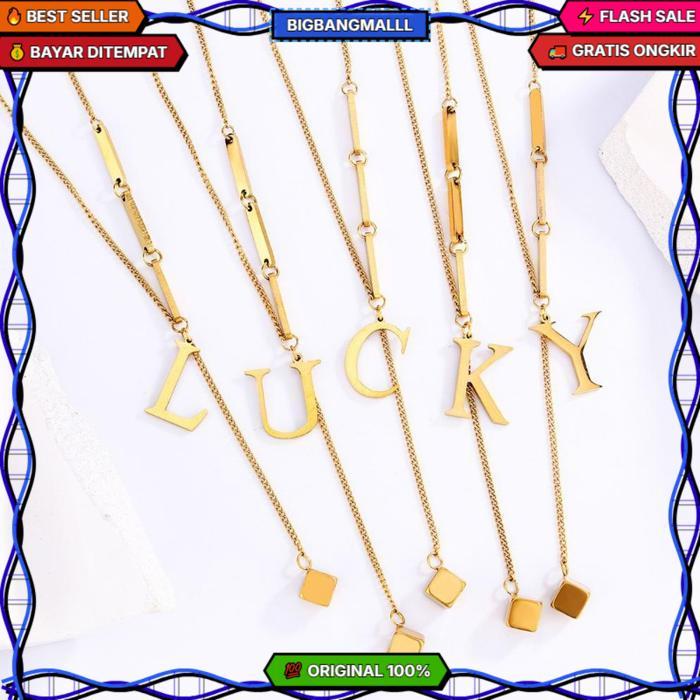 Sederhana Kalung Huruf Lapis Emas Titanium Wanita Anti Karat, Huruf A-Z Fashion Populer Accesories X