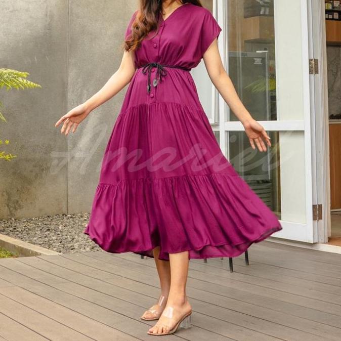 NIKMATI PRODUK INI Amariel Malibu Dress Panjang Daster Nyaman Kancing Bumil Busui Friendly Rayon Vis