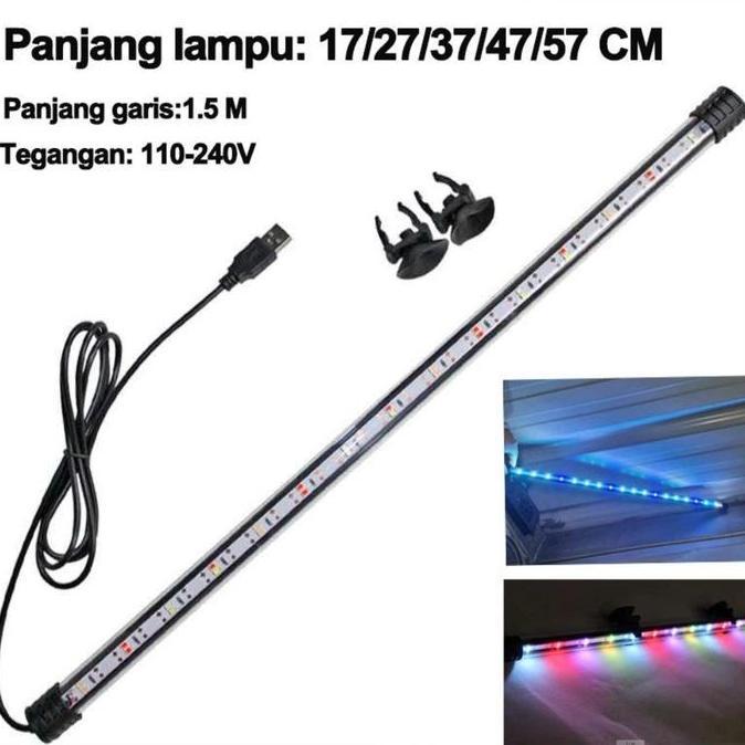 HYAKABA Lampu Aquarium Lampu LED Celup Aquarium Lampu Penerangan Akuarium Lampu Tahan Air USB Tegang