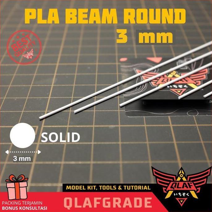 Pla Beam Round Solid 3 mm - plastic pla plate bulat padat custom model Plastik