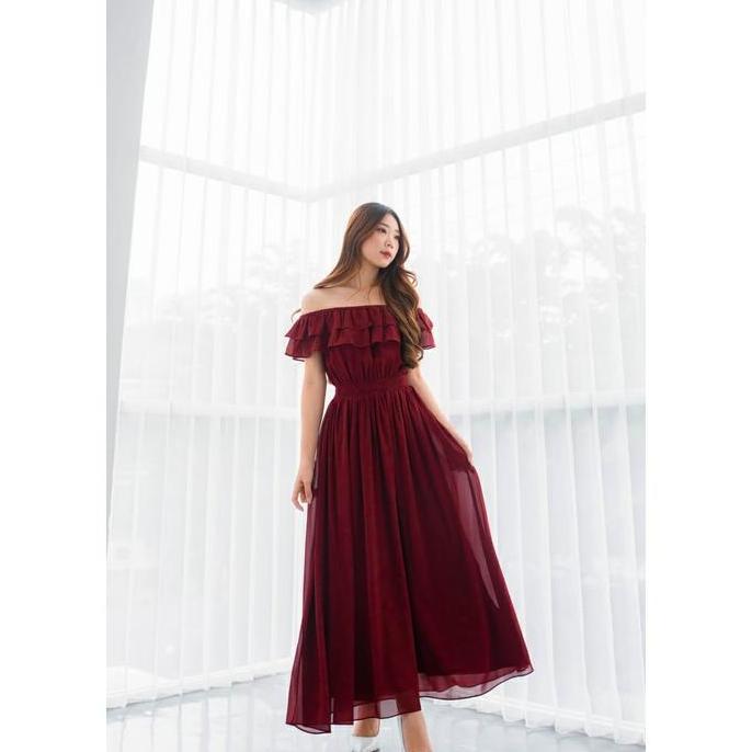 BELI Dress Pantai / Dress Sabrina Sifon Ceruty Ukuran Standar Dan Besar / Gaun Panjang Wanita Dewasa