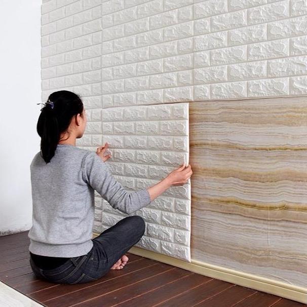 Wallpaper Dinding Bata 3D 70 x 77cm Wallpaper keren