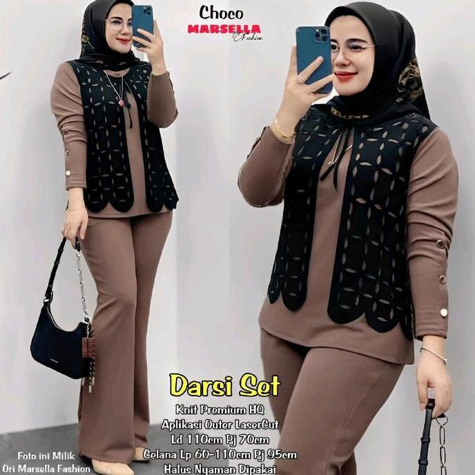 DARSI SET BY MARSELLA setelan knit celana cutbray set celana knit wanita