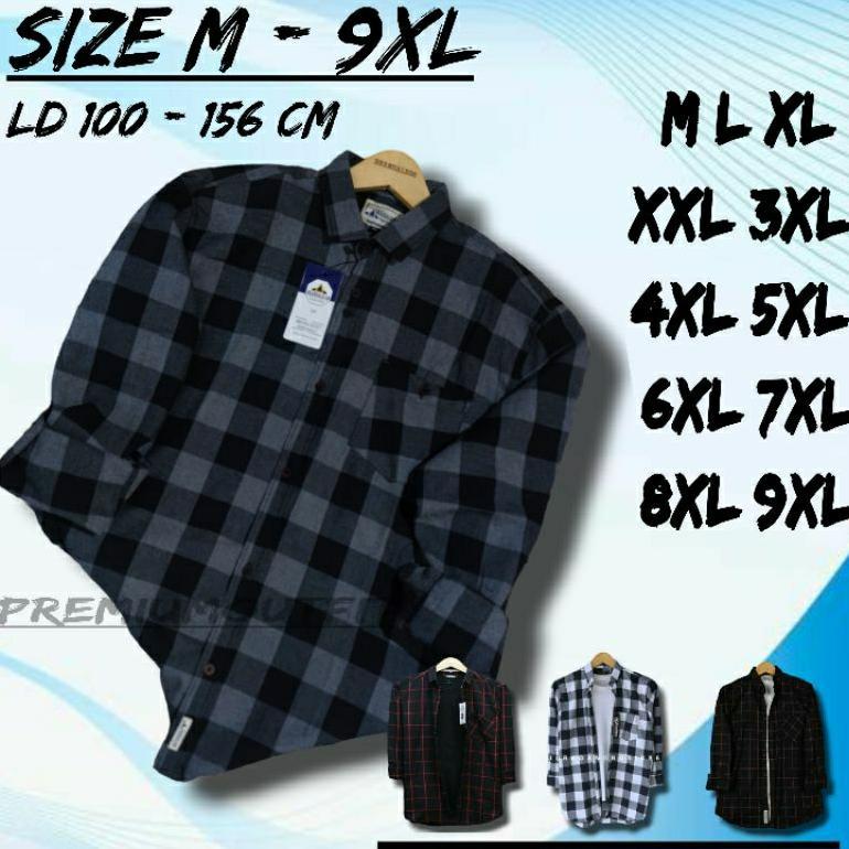 PREMIUM KEMEJA FLANEL KOTAK KOTAK LENGAN PANJANG PRIA ATASAN WANITA STANDAR JUMBO OVERSIZE BIG SIZE 