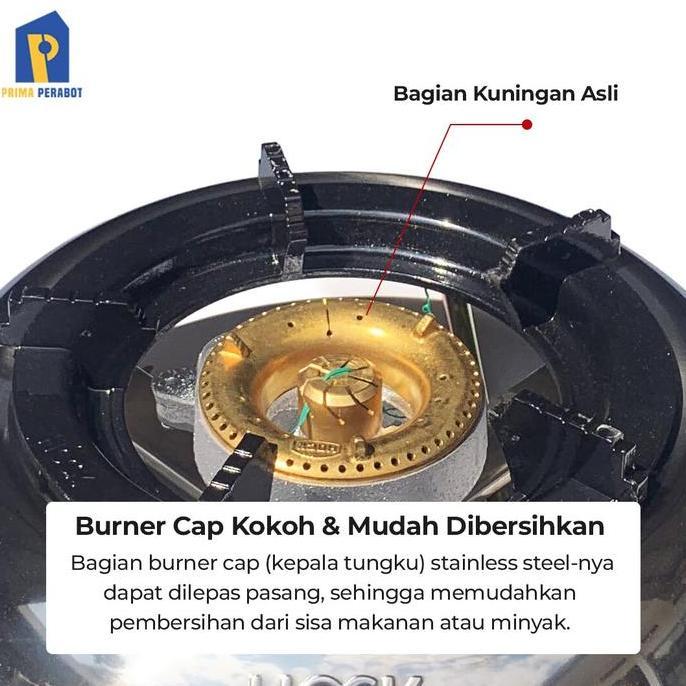 Kompor Gas 1 Tungku Hock Mutiara Gold 100 Mg Stainless Api Biru Besar
