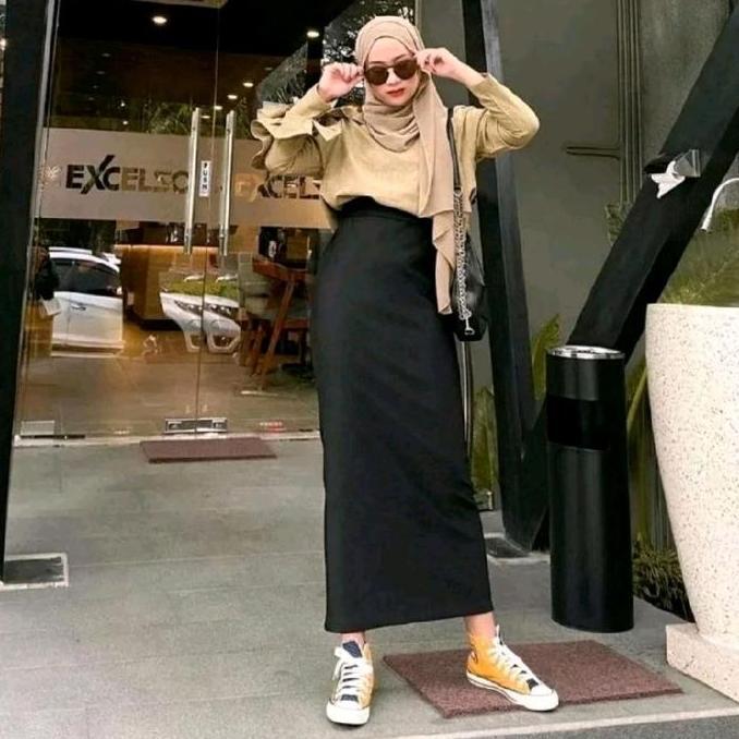 PROMO ROK SPAN PANJANG BAHAN SCUBA / ROK SPAN / ROK KERJA SPAN SCUBA PANJANG PREMIUM  Fit Karet Mela