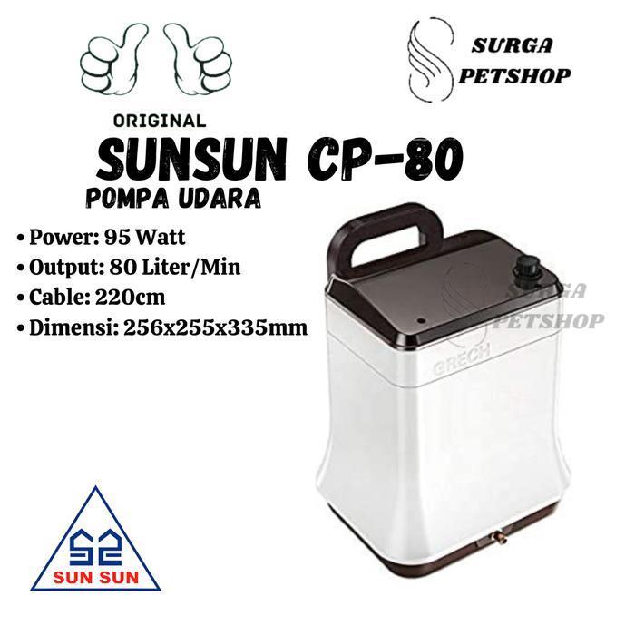 POMPA UDARA AERATOR SUNSUN CP 80  AC DC HI BLOW AIR PUMP OKSIGEN AQUARIUM KOLAM IKAN LOW NOISE KAPAS