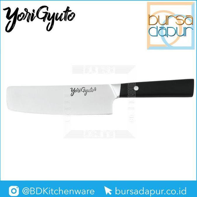 Yori Gyuto Nakiri (Mini-Chopper) Knife 17 cm / Pisau Stainless Steel Gagang Hitam