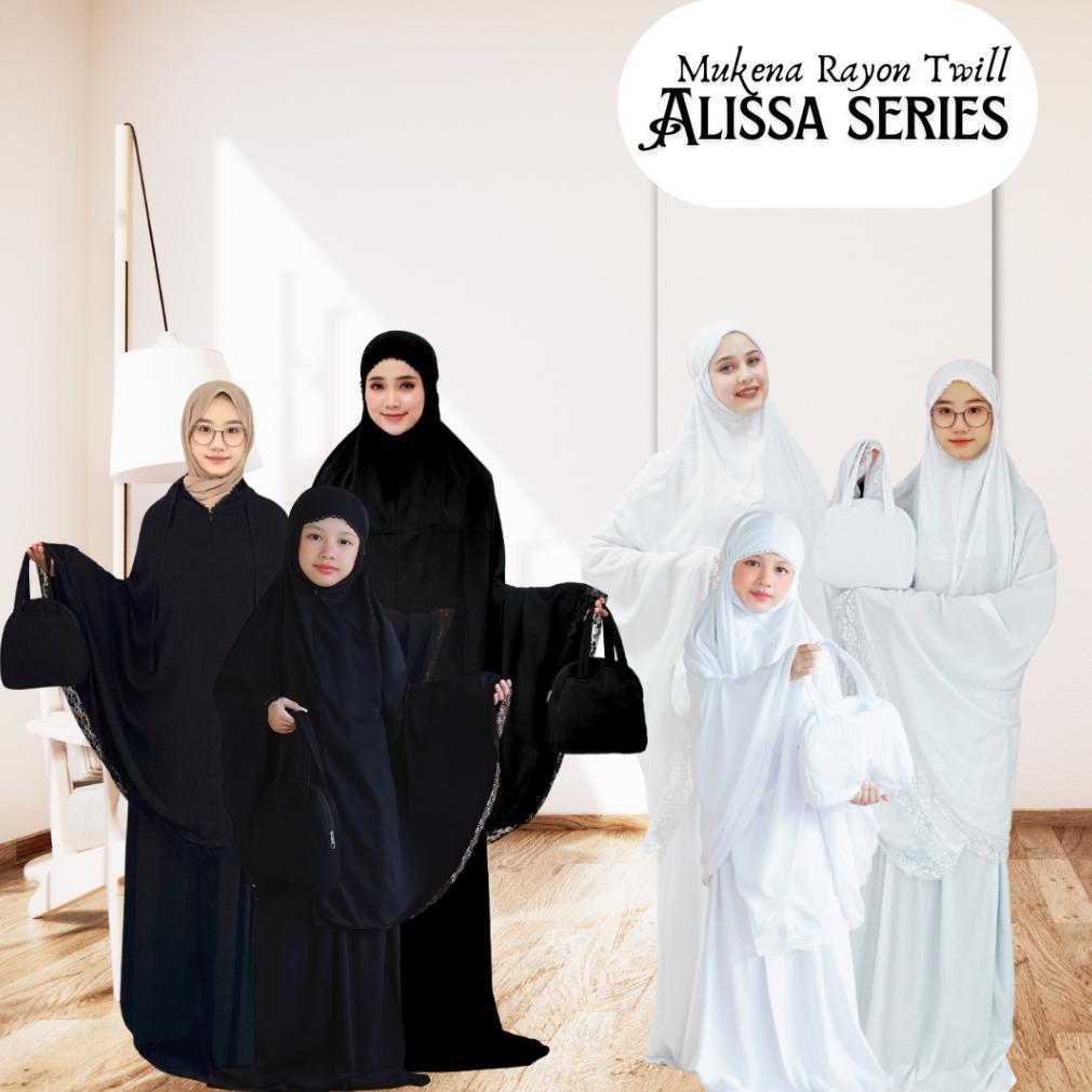 Mukena Umroh Dan Haji | Size Anak Remaja Dan Dewasa | Rayon Twill Polos Putih Dan Polos Hitam Alissa