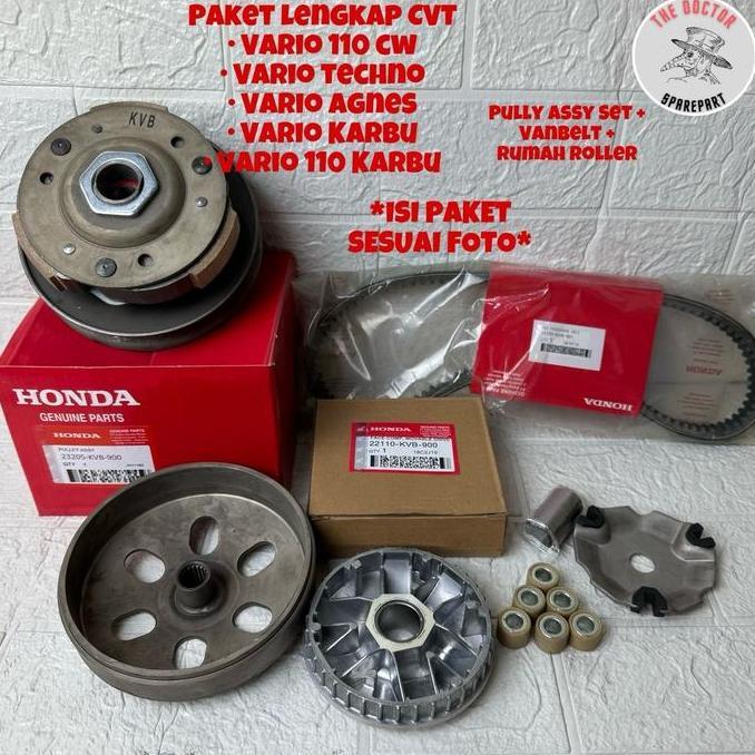PAKET LENGKAP CVT (KVB) BUAT MOTOR VARIO 110 CW, TECHNO, AGNES, VARIO 110 KARBU ORIGINAL DAN TERPERC