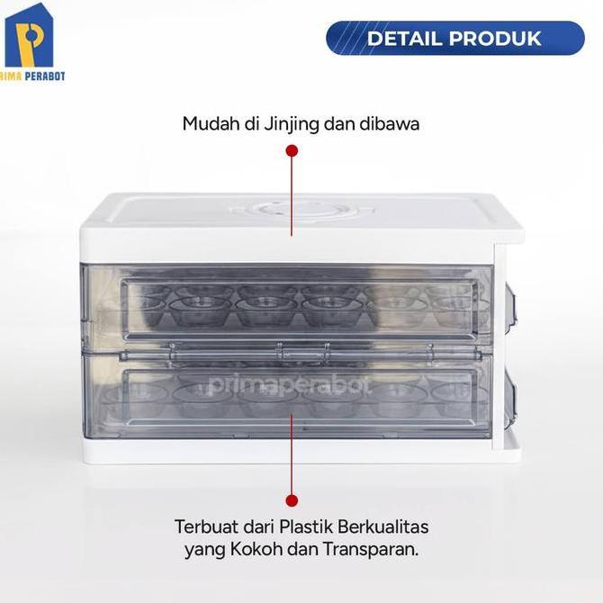 Tempat Telur Model Laci 2 Susun Rak Telur 36 Slot Organizer Kulkas