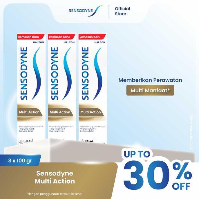 Sensodyne Toothpaste Pasta Gigi Sensitif Multi Action Aksi Ganda 3x100gr - TRIPLEPACK