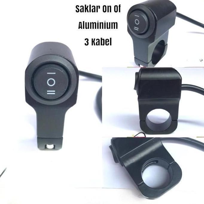 TERLARIS SAKLAR TOMBOL LAMPU ON OFF JEPIT STANG FULL BESI ALUMINIUM ALLOY MOTOR UNIVERSAL RXK FINO