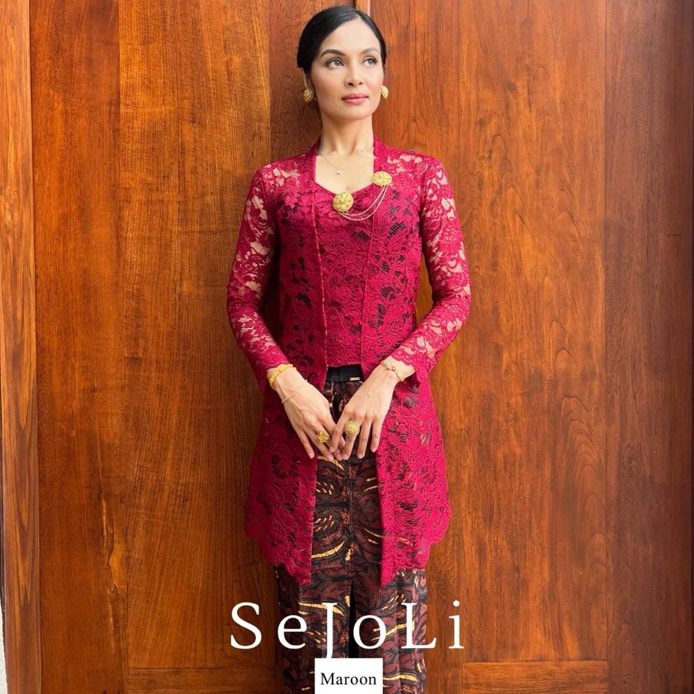 Berkualitas Kebaya Panjang Bali Brokat Semi Prancis | Kebaya Sejoli Premium | Kebaya Bali Kutubaru M