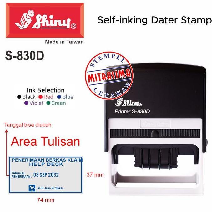 Stempel Shiny S-830D ( S830D persegi dengan tanggal Tipe S 830D )