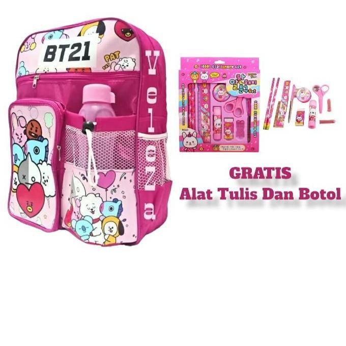 Tas Ransel Anak Perempuan TK-SD GRATIS Alat Tulis Dan Botol Minum Tas Sekolah Perempuan