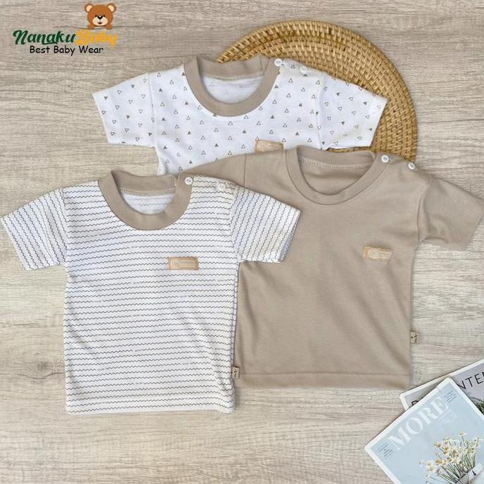 Continue- Nanaku Baby - Isi 3 Pcs Baju Bayi Kaos Oblong Bayi Kualitas Premium Ukuran S M L Xl Rekome