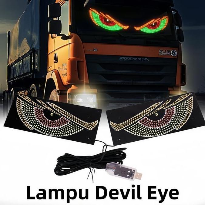 DILEDIU Lampu Devil Eye Multi Mode Layar Tampilan LED Truk Depan Belakang Kaca Depan Mobil/Stiker Mo