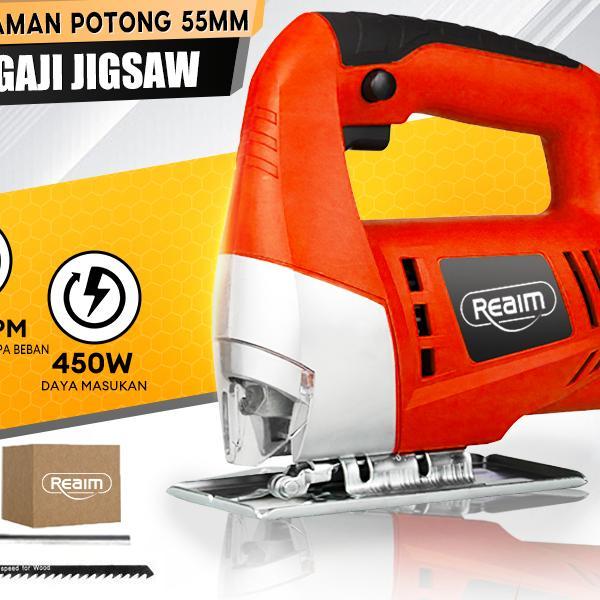 Reaim Gergaji Listrik Mesin Gergaji Jigsaw Kekuatan Tinggi Mesin Potong Kayu Jigsaw Electric Jigsaw