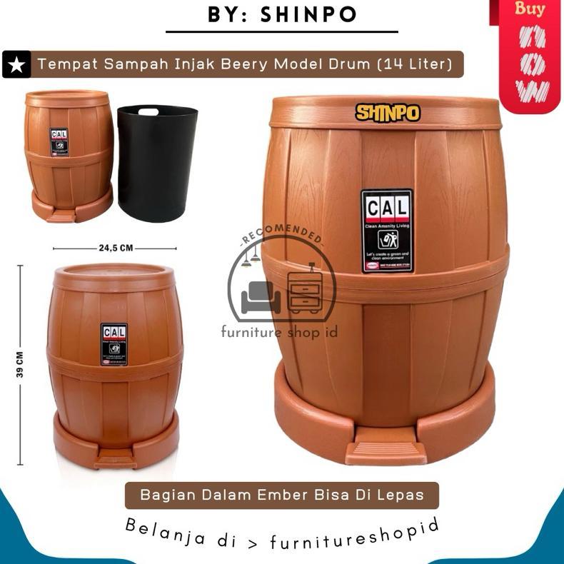 Shinpo - Tempat Sampah Injak 14 Liter Model Drum Mini - Tempat Sampah Indoor