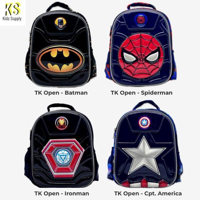 Tas Ransel SD TK Anak Laki Laki Timbul Gambar Spiderman Batman Ironman