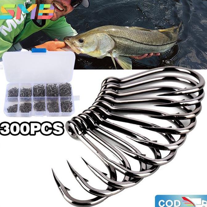 OTNEUDA 300pcs Kail Pancing-Kail Pancing Bahan Baja Karbon-Fishing Hook