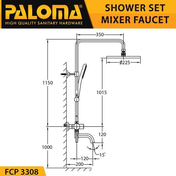 Paloma Fcp 3308 Shower Tiang Set Column Mandi Keran Kran Panas Dingin