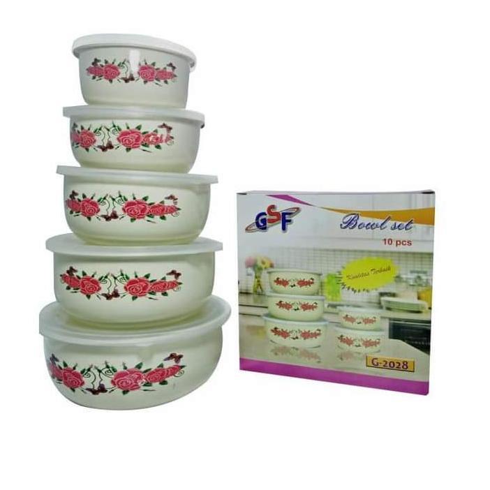 HOT PRODUCT RANTANG SUSUN 5 MANGKOK SET BERANAK MANGKUK PENYIMPANAN MAKANAN MOTIF BUNGA GSF 2028 / R