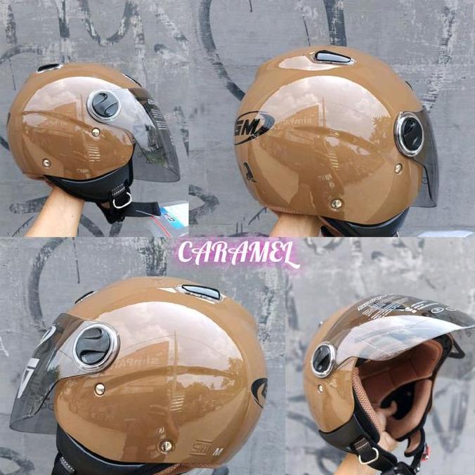 HELM GM HIJAB SOLIF NEW CARAMEL|| HELM SEPEDA MOTOR|| HELM RETRO