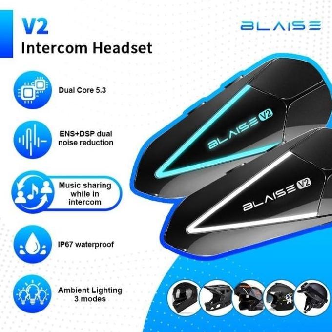 Blaise V2 Intercom Helm Music Sharing With Intercom Waterproof  Bergaransi